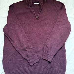 Men's Burgundy Zip-Up Sweater